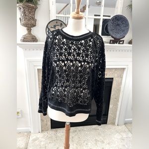 Zara Knit Lace Stars Pullover-Black-Size Medium